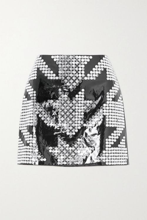 David Koma, Embellished Patent-Leather Mini Skirt, WAS £1,390 NOW £834