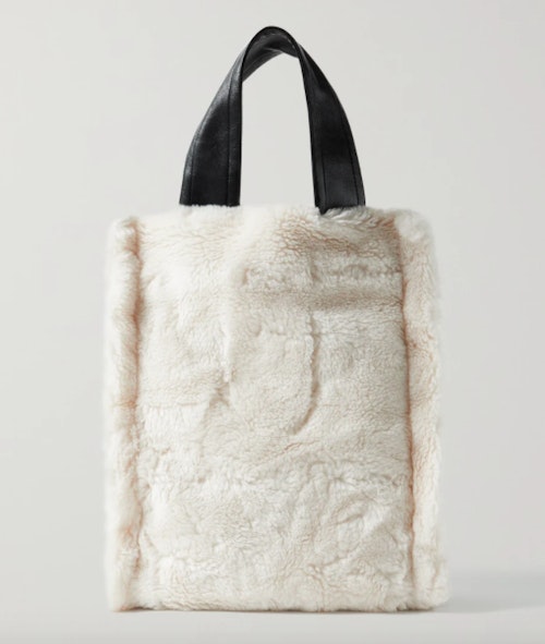 Stand Studio, Leia Faux Leather-Trimmed Wool-Blend Fleece Tote, WAS £330 NOW £132