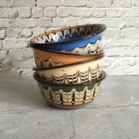 Set Of Four Colourful Ceramic Soup Bowls