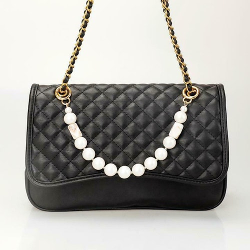 Crossbody Bag Pearl Decor Concise Handbag Black Shoulder Ladies Cute Luxury 2022