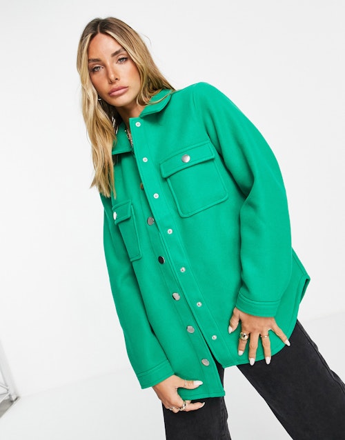 Y.A.S long sleeve shacket in green