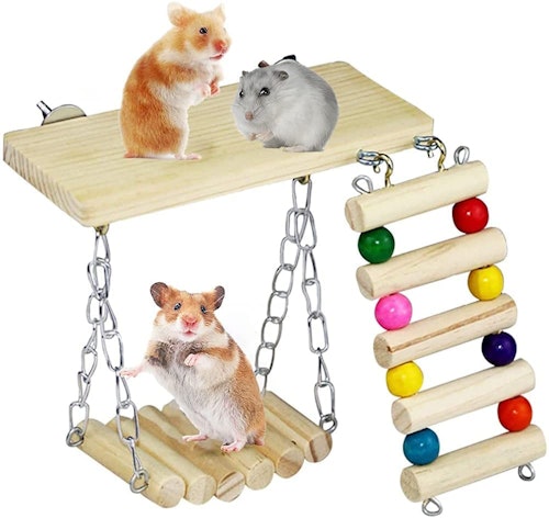 Yontree Hanging Natural Wooden Hamster Swing