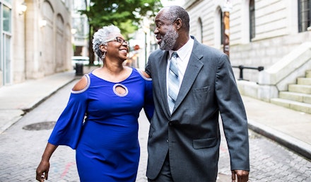 woman wearing dress with partner woman wearing dress with partner