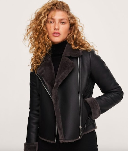 Mango, Faux Shearling-Lined Biker Jacket, £69.99