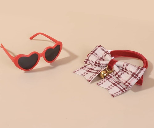 SHEIN 2pcs Valentine's Day Pet Bow & Glasses Set