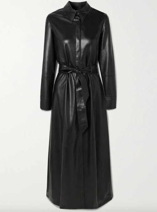 Nanushka, Asayo Belted Vegan Leather Midi Shirt Dress, £556.74