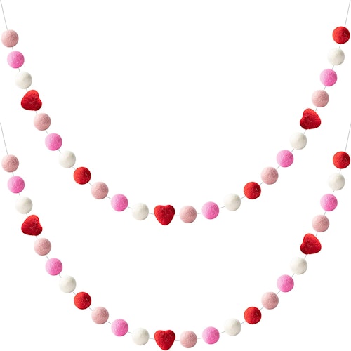 Valentineu2019s Day Wool Felt Ball Garland