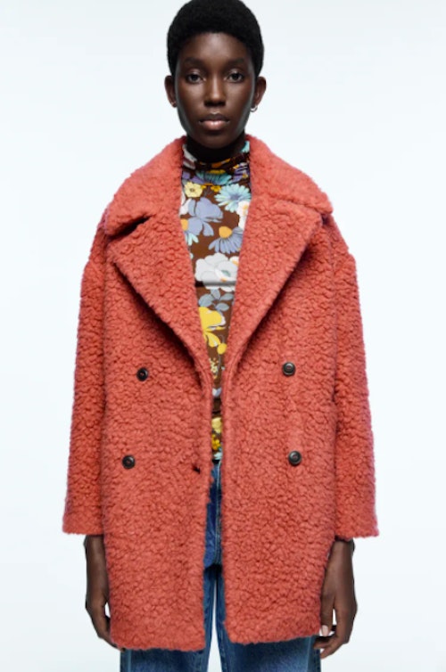 Zara, Faux Shearling Coat, WAS £79.99 NOW £39.99