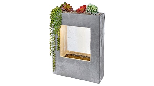 shower water feature with space for plants at top