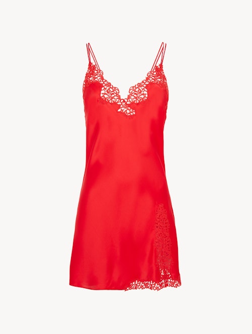 La Perla, Red silk slip dress with macrame, £640