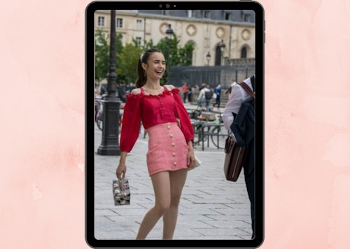 emily in paris Season: 2 Episode: 7 "The Cook, the Thief, Her Ghost and His Lover" pink tweed skirt pink blouse