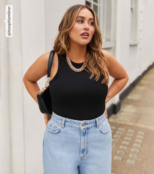 Black Sleeveless Vest Bodysuit