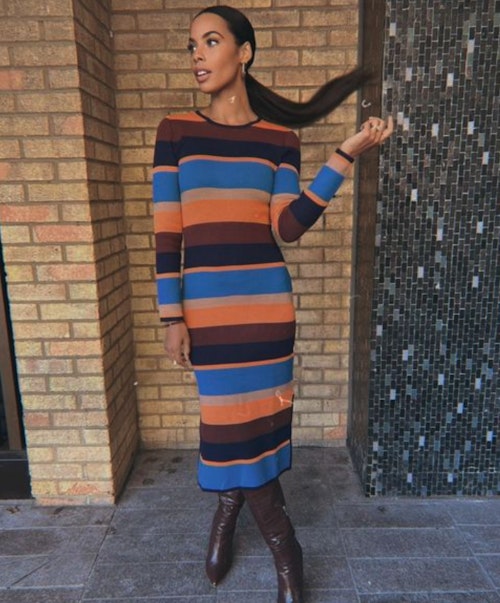 rochelle humes this morning striped dress
