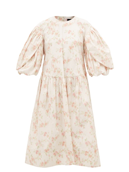 Simone Rocha, Balloon-sleeve floral-print cotton-cloquu00e9 dress, £975