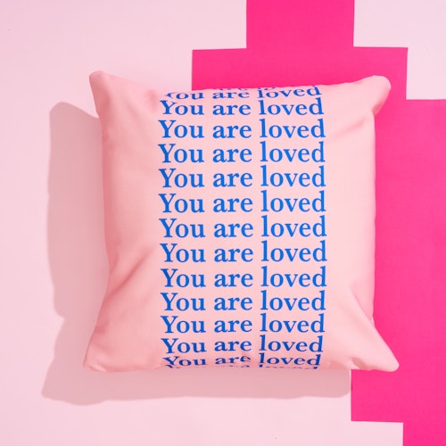 You Are Loved Pink Canvas Cushion, from Fy, Valentines Gift Guide For Her Female Women
