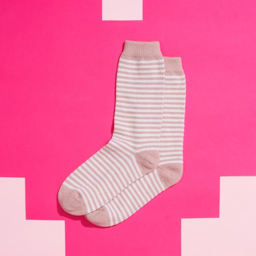 Pink Cashmere Fine-Stripe Bed Socks, The White Company, Valentines Gift Guide For Her Female Women