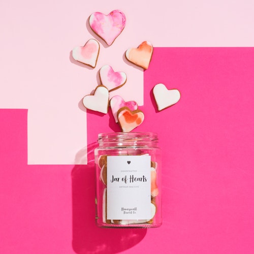 Valentines Gift Guide For Her Female Women Jar Of Iced Heart Biscuits, Not On The High Street