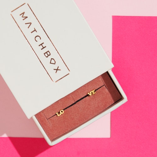 Kenzie Love Stud Earrings in Gold, Matchbox, Valentines Gift Guide For Her Female Women