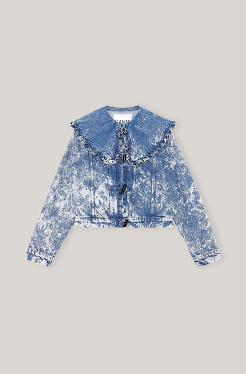 Ganni, Bleach Denim Ruffle Collar Jacket, £275