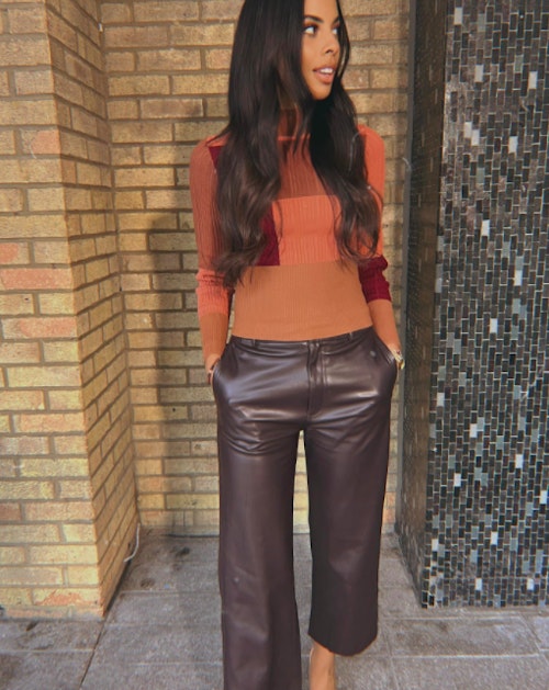 rochelle humes brown colour block this morning outfit