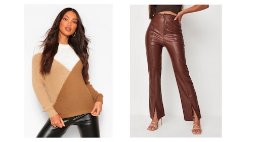 rochelle humes brown colour block this morning outfit
