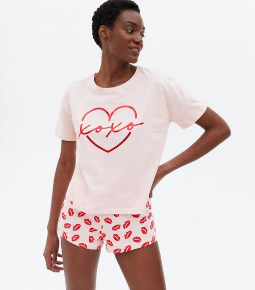 Pink Short Pyjama Set with XOXO Heart Logo