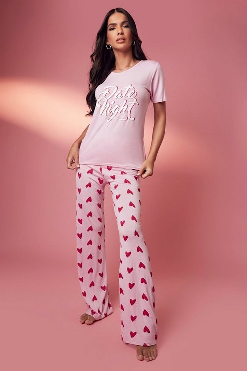 Valentines Date Night Heart Pj Trouser Set