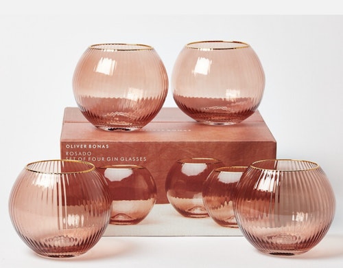 Rosado Pink Stemless Gin Glasses Set of Four