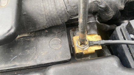 Tighten down battery terminal screw Tighten down battery terminal screw