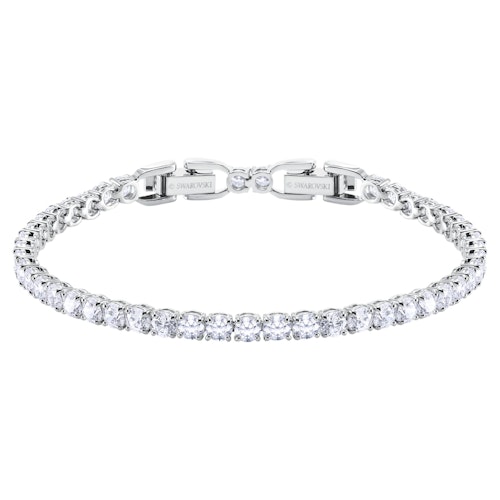 Best tennis bracelets Swarovski, Tennis Deluxe Bracelet Round, White, Rhodium Plated, £145