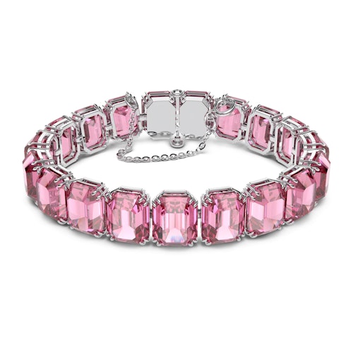 Swarovski, Millenia Octagon Cut Crystals, Pink, Rhodium Plated, £280