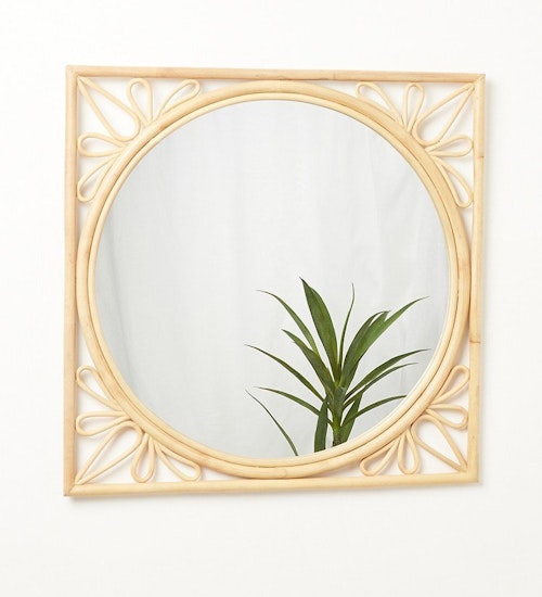 Oliver Bonas, Renu00e9e Rattan Square Wall Mirror, £115