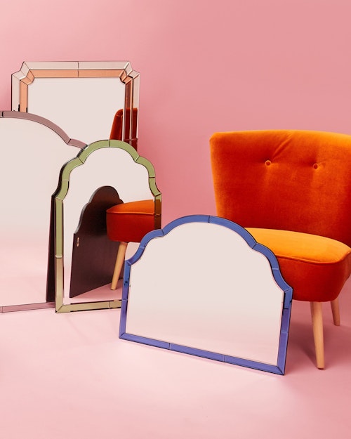 Oliver Bonas, Aurora Blue Glass Curve Wall Mirror, £125