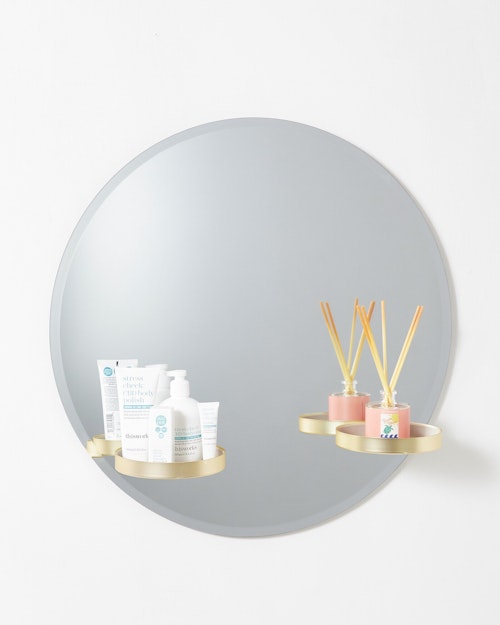 Oliver Bonas, Brass Round Wall Mirror with Shelf, £135