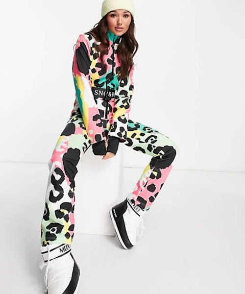 Liquorish SKI Waterproof Suit In Multi Animal Print
