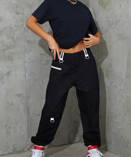 Black Pocket Detail Cargo Trouser