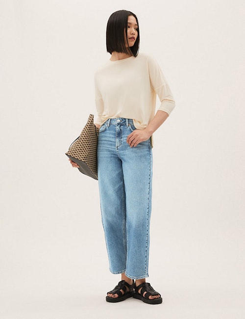 M&S, High Waisted Barrel Cropped Jeans, £39.50