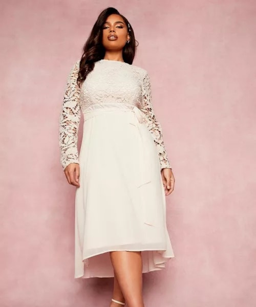 Boohoo Plus Occasion Lace Contrast Midi Dress