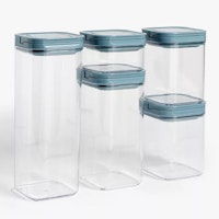 ANYDAY John Lewis & Partners Flip Lock Airtight Square Storage Containers, Set of 5