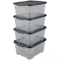 Strata 10 Litre Curve Plastic Box with Lid, Pack of 4