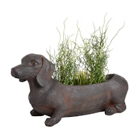 Rustic Sausage Dog Planter Flower Pot