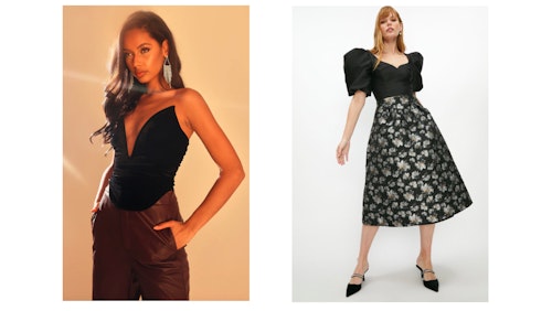 Holly's black plunge maxi dress