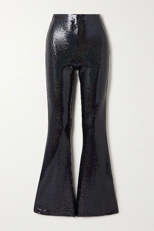 best going out trousers Dodo Bar Or, Gabrielle Metallic Embellished Stretch Knit Flared Pants, £360