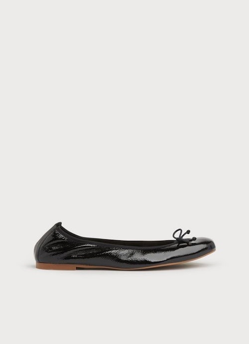 LK Bennett, Trilly Black Crinkled Patent Ballet Pumps, £119