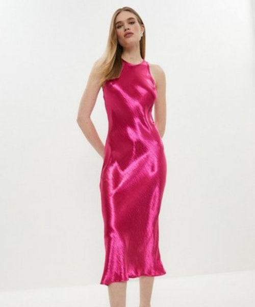 Coast Racer Neck Satin Midi Dress