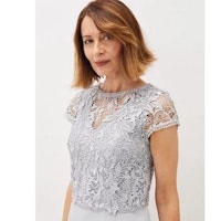 PHASE EIGHT Floral Lace Short Sleeve Midi Bodycon Dress