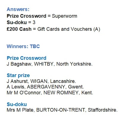 Issue 2 Answers & Winners Issue 2 Answers & Winners