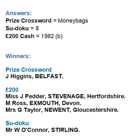 Issue 1 Answers & Winners Issue 1 Answers & Winners
