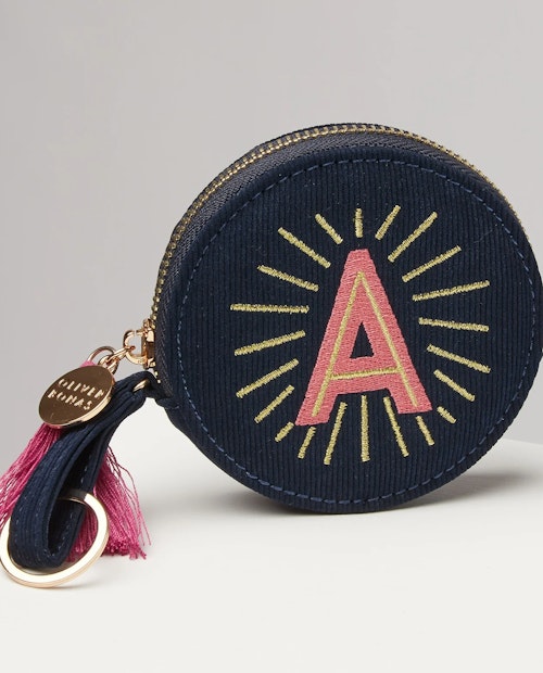 Oliver Bonas Sol Navy Cord Alphabet Keyring Pouch