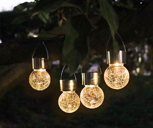Solar Crackle Globe Hanging Ball Lights